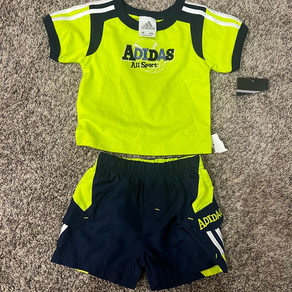 Adidas shirt and shorts set.